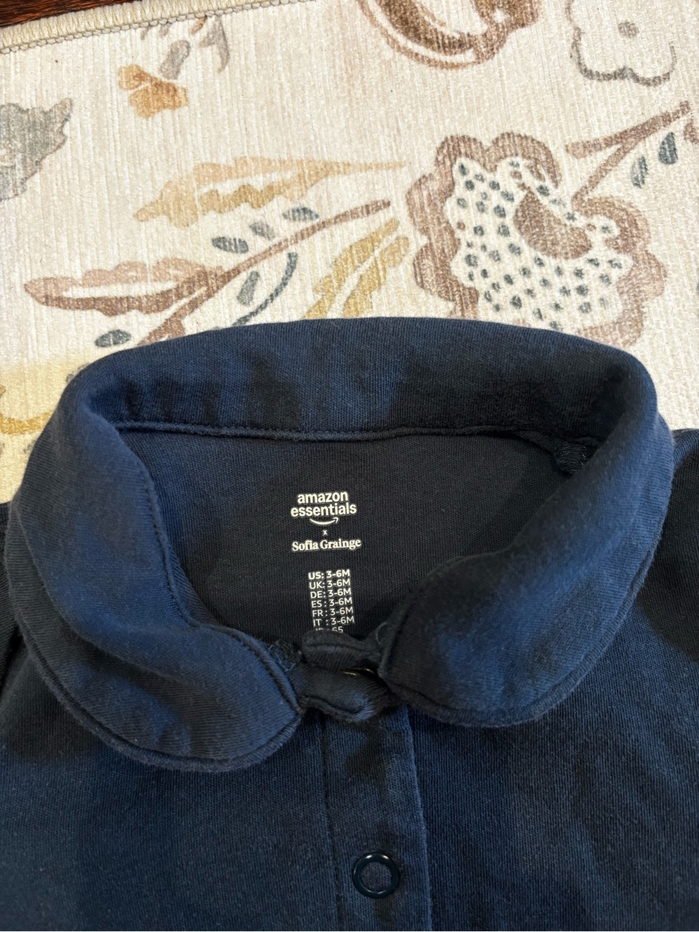 Amazon Essentials Navy Blue Long-Sleeve Footed Baby One-Piece - Picture 3 of 3